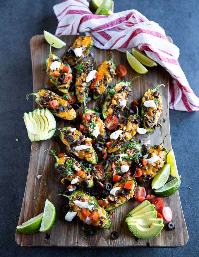 ground lamb topped jalapeno poppers