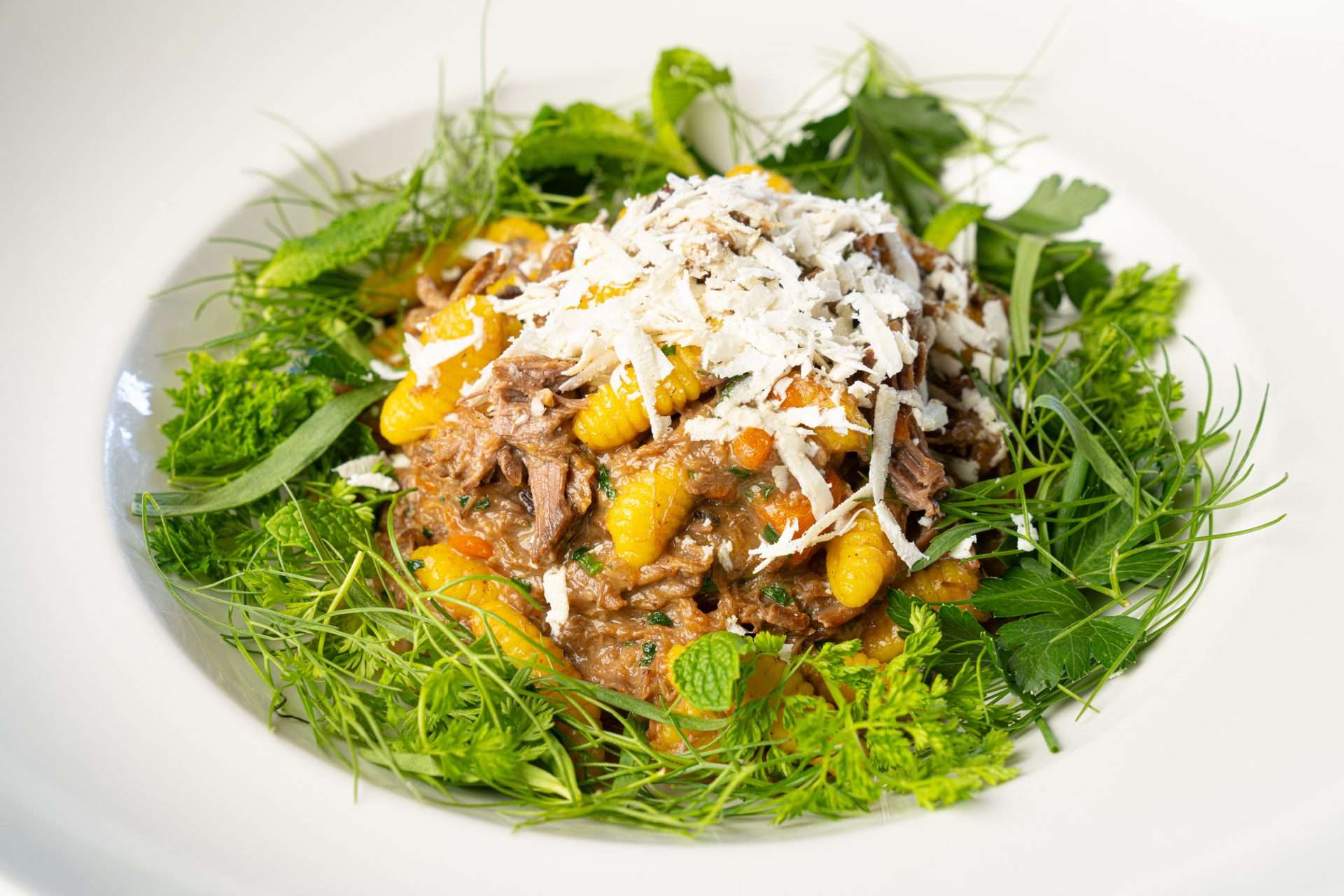 plated braised American Leg of Lamb