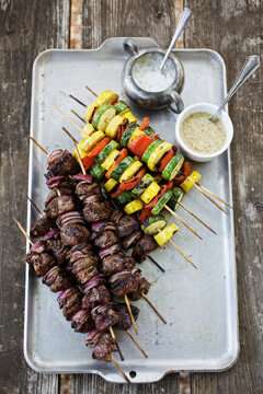 lamb loin chops with cucumber mint salad and sweet and smoky tahini
