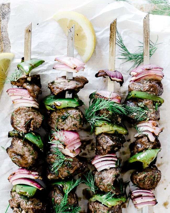 lamb loin chops with cucumber mint salad and sweet and smoky tahini