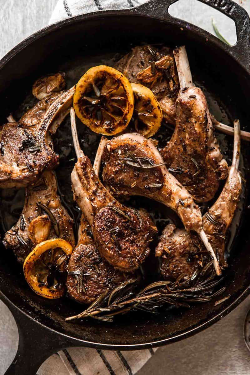 lamb loin chops with cucumber mint salad and sweet and smoky tahini