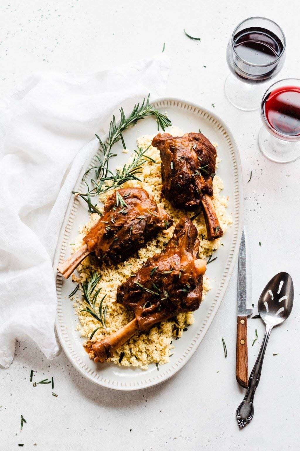 lamb loin chops with cucumber mint salad and sweet and smoky tahini