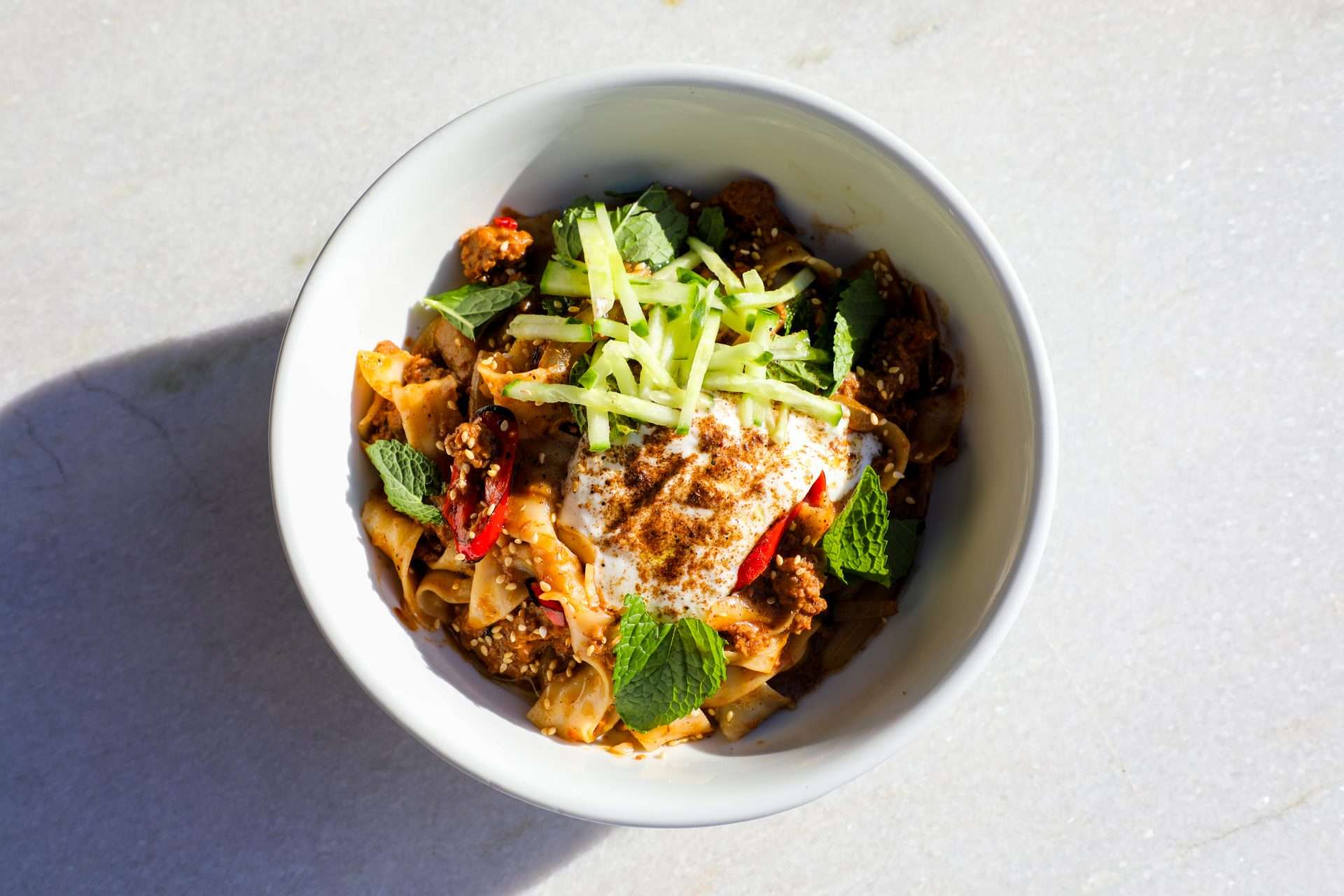 Lamb noodle bowl