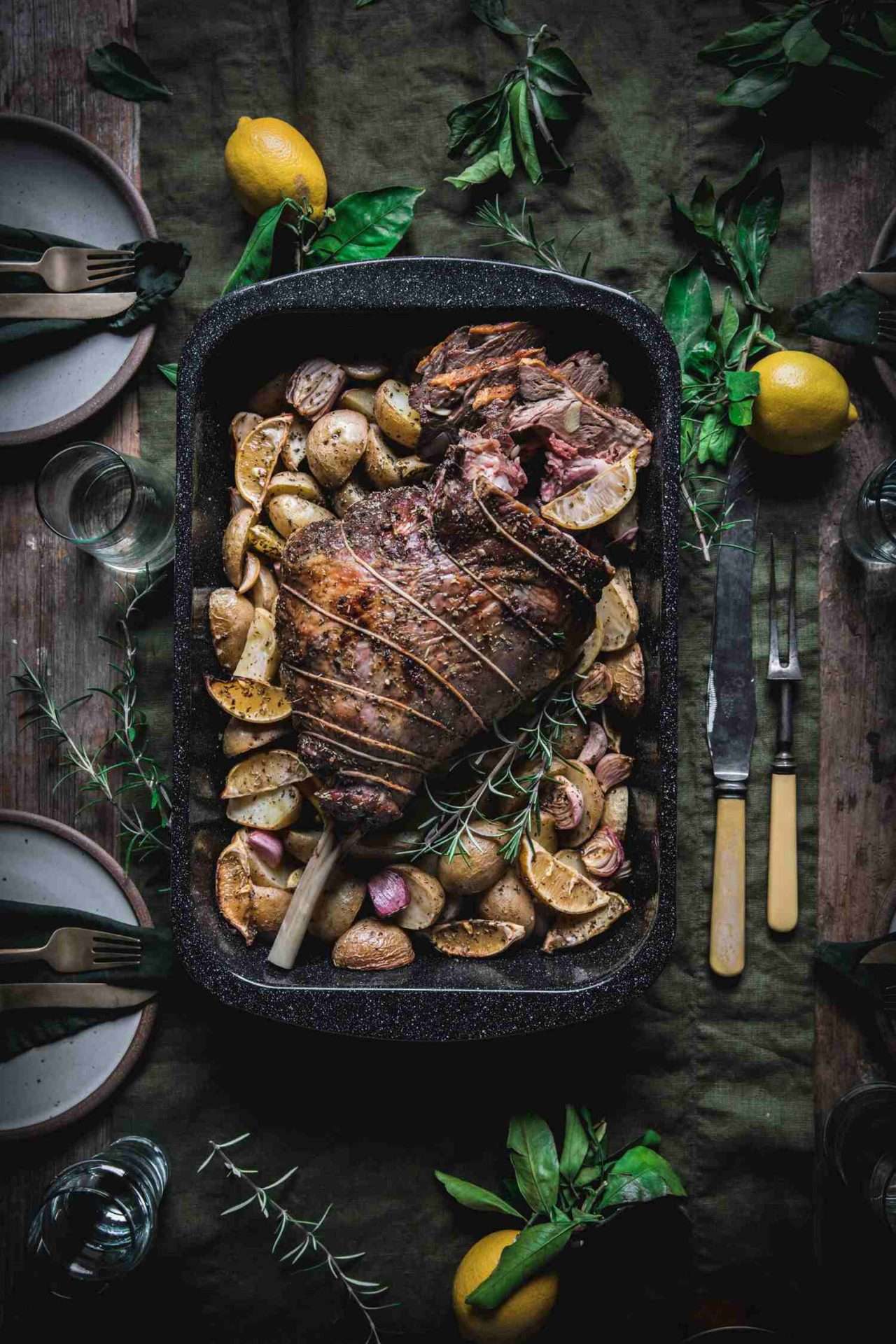 Lamb leg with potatoes 