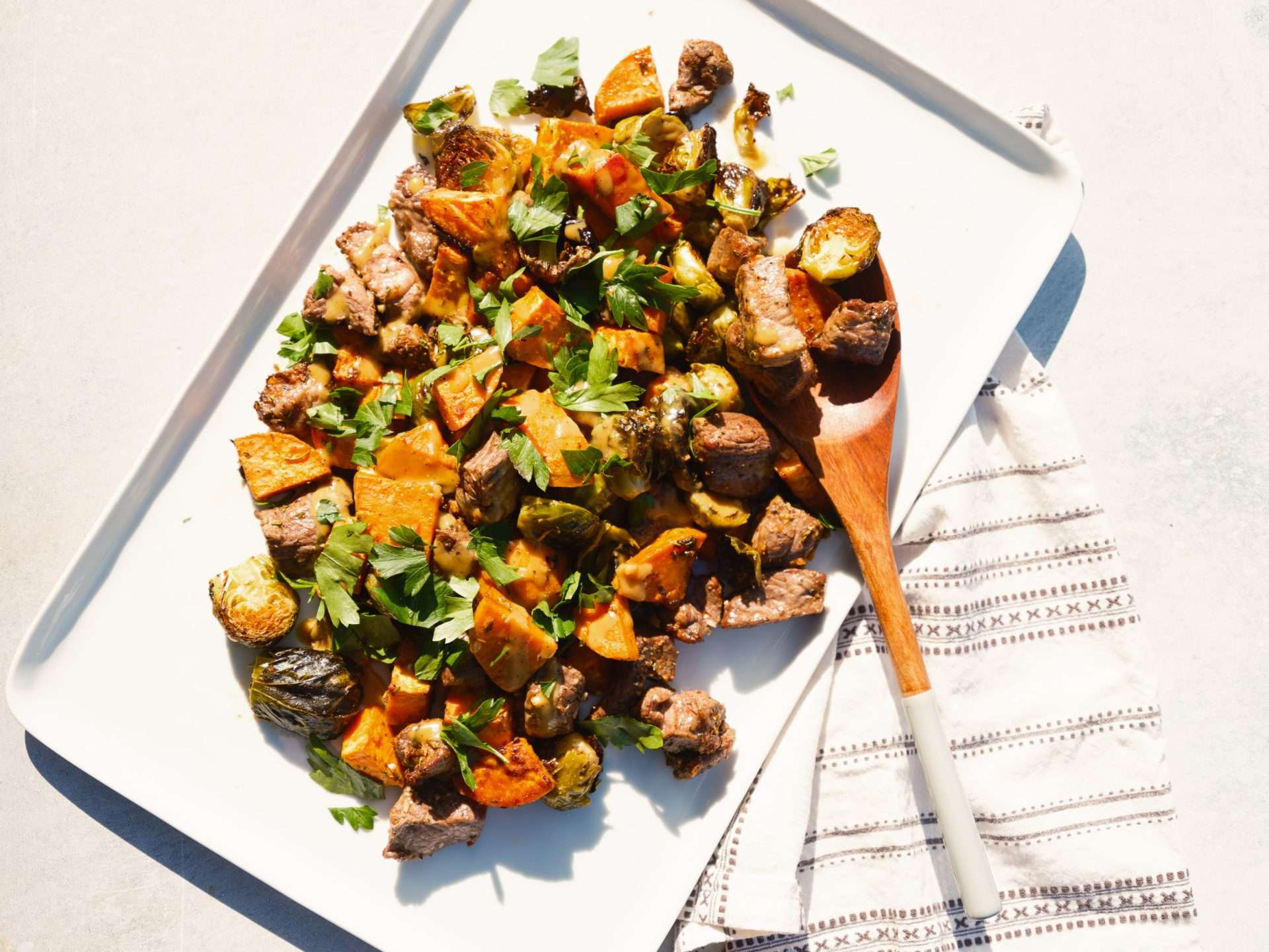 lamb loin chops with cucumber mint salad and sweet and smoky tahini