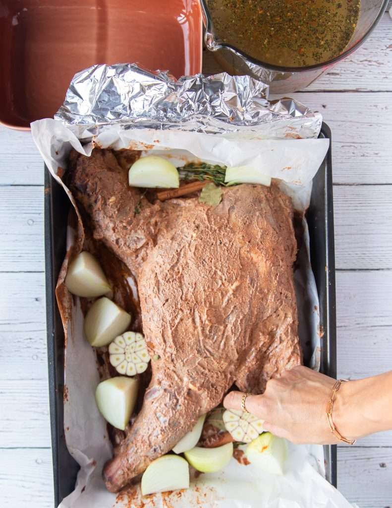 prep of the lamb shoulder roast