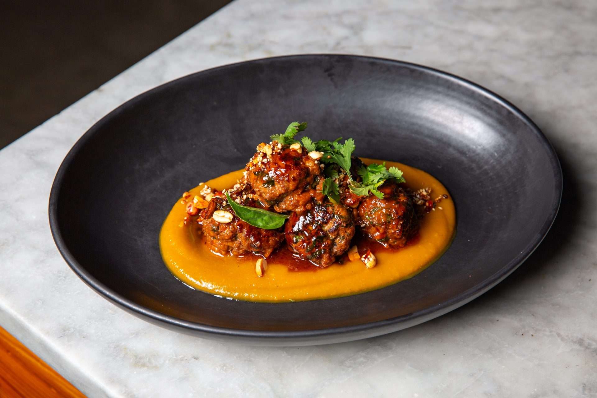 Meatballs on puree
