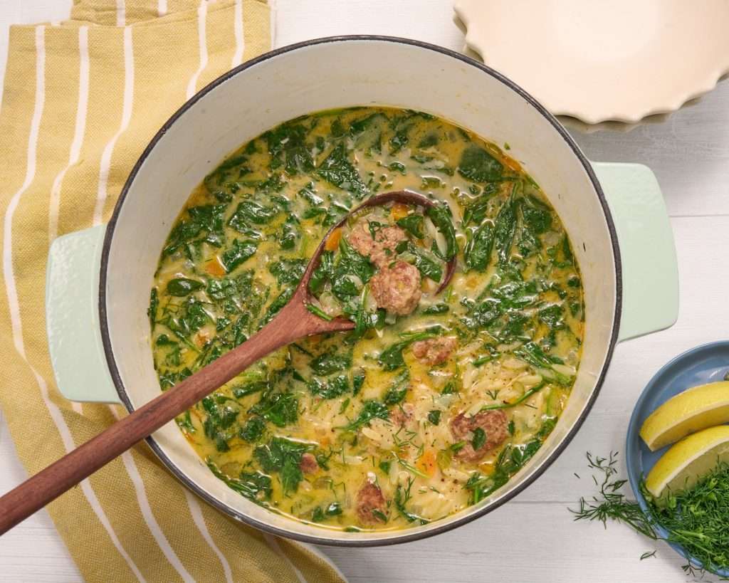 american lamb meatball soup cooking