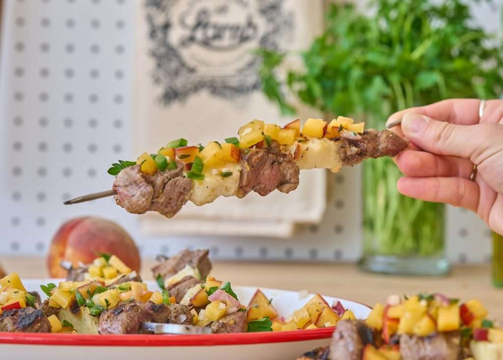 american lamb and halloumi skewers