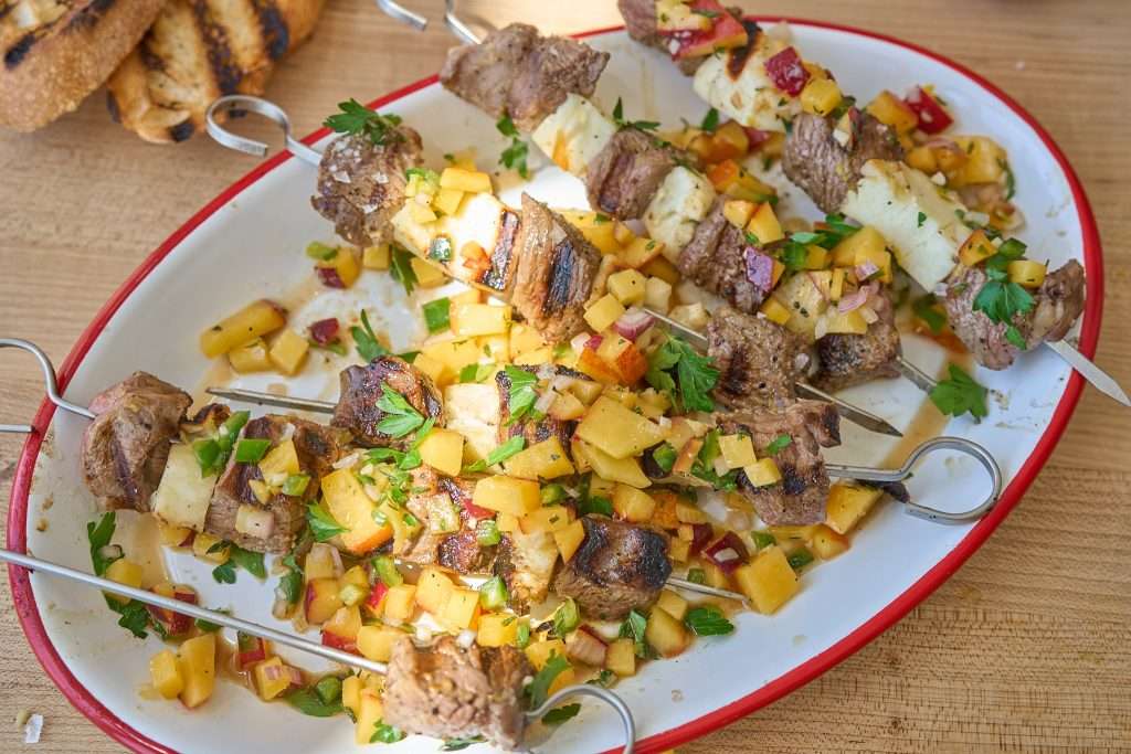 american lamb hallumi skewers