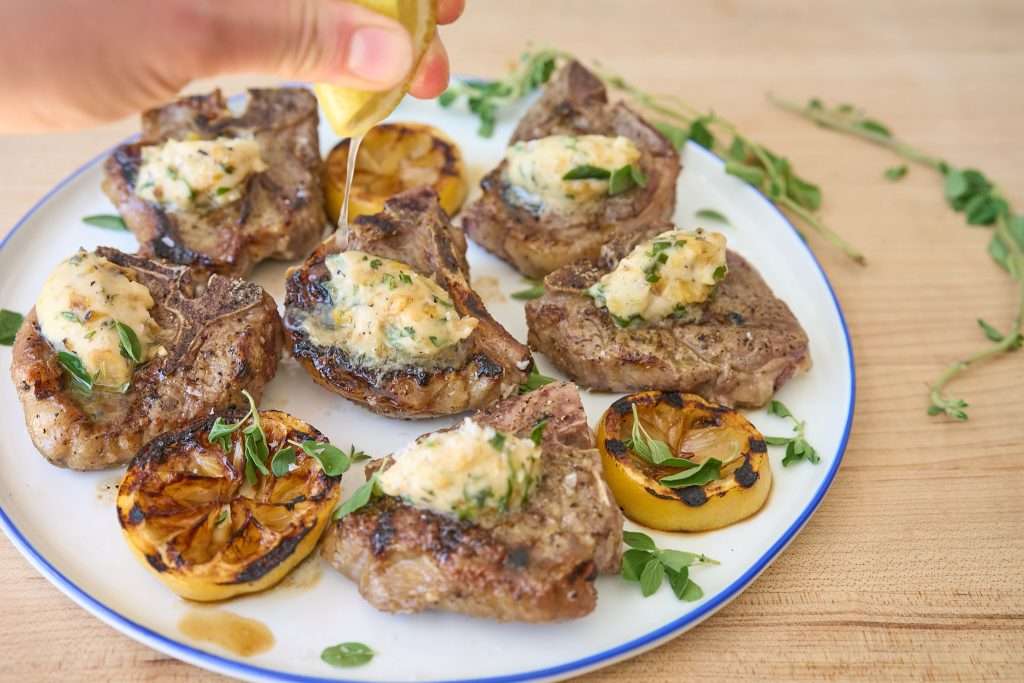 lamb loin chops with oregano butter