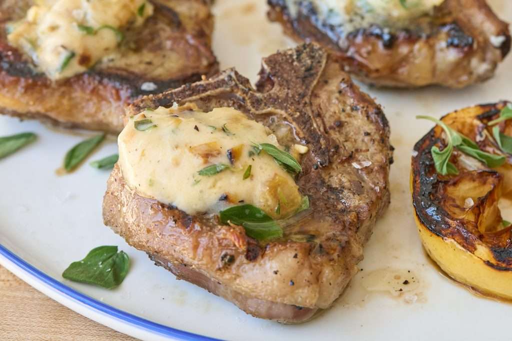 lamb loin chops with oregano butter