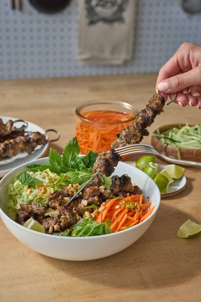 grilled american lamb vermicelli bowl