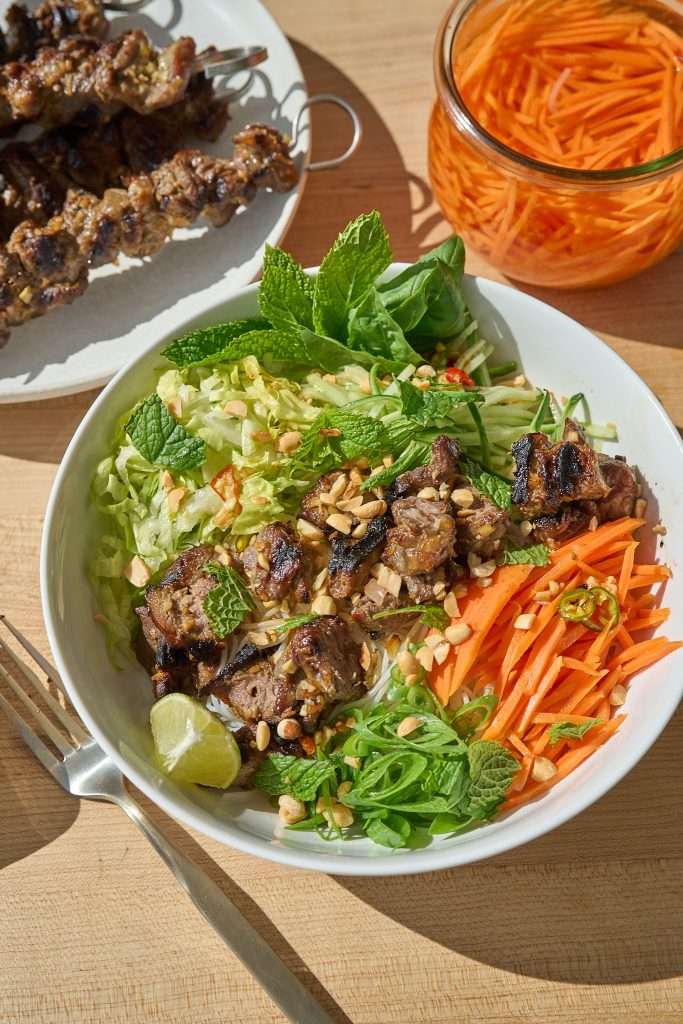 grilled american lamb vermicelli bowl
