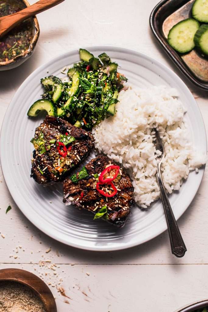 american lamb loin chops with crying tiger sauce