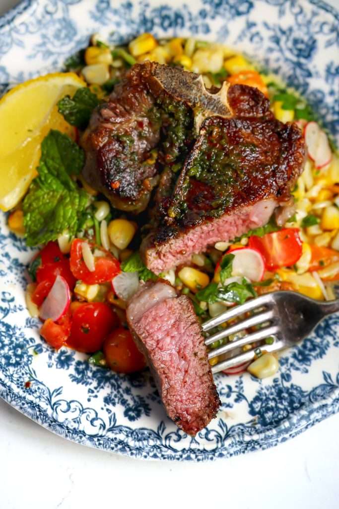 american lamb loin chops with grilled corn salsa