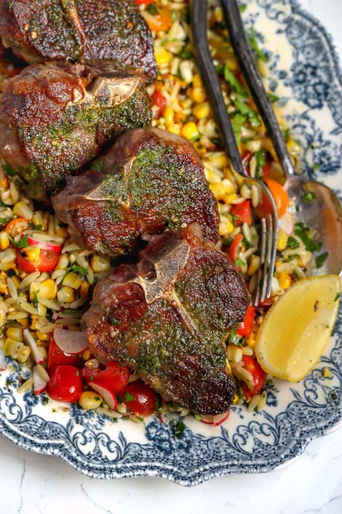 american lamb loin chops with grilled corn salsa