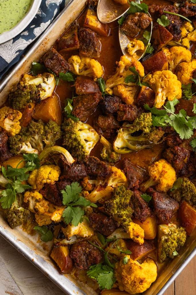 lamb and fall veggies sheet pan